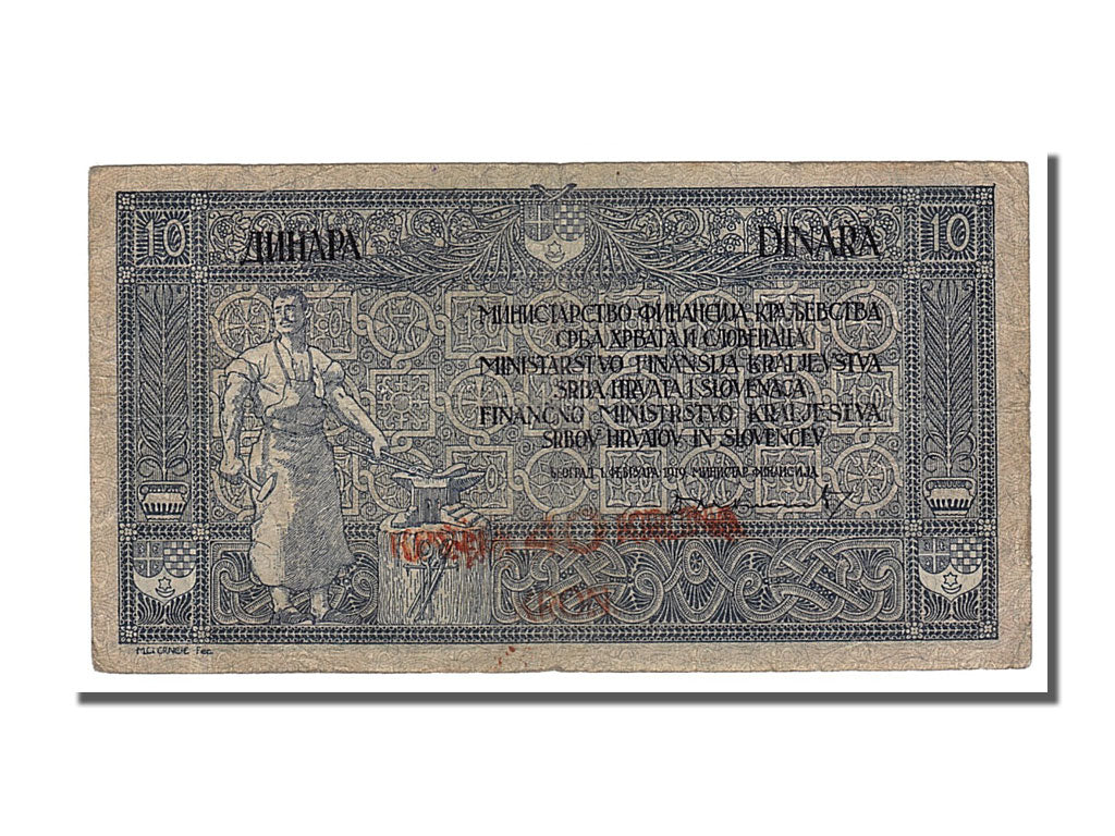 Billet, Yougoslavie, 40 Kronen on 10 Dinara, 1919, 1919-02-01, TTB