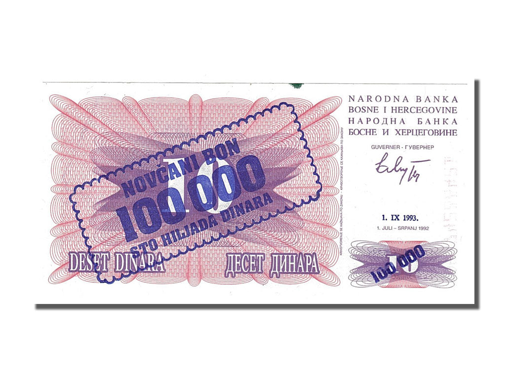Banknote, Bosnia - Herzegovina, 100,000 Dinara, 1993, 1993-09-01, UNC(63)