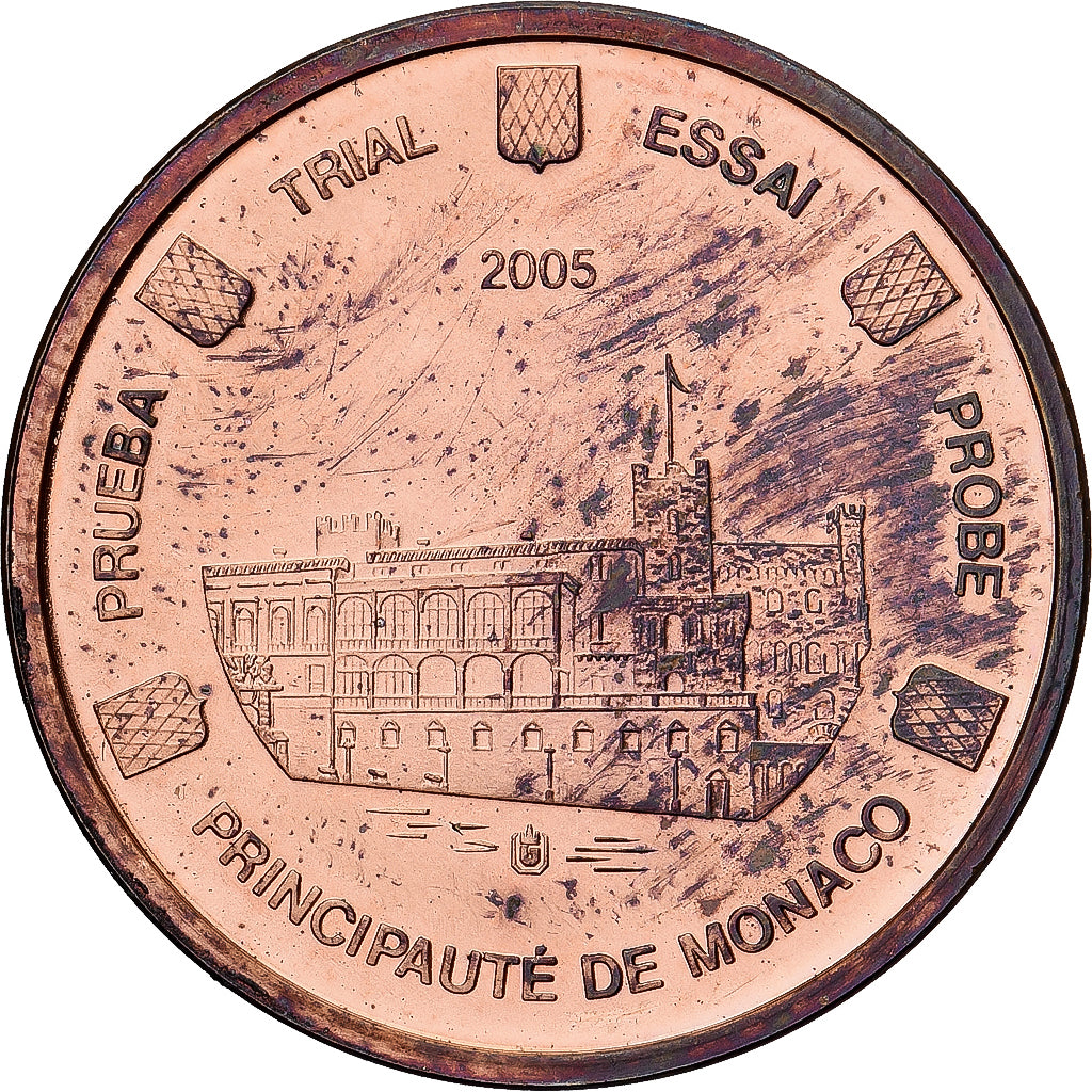 Monaco, Medal, 1 C, Essai Trial, 2005, MS(65-70), Copper