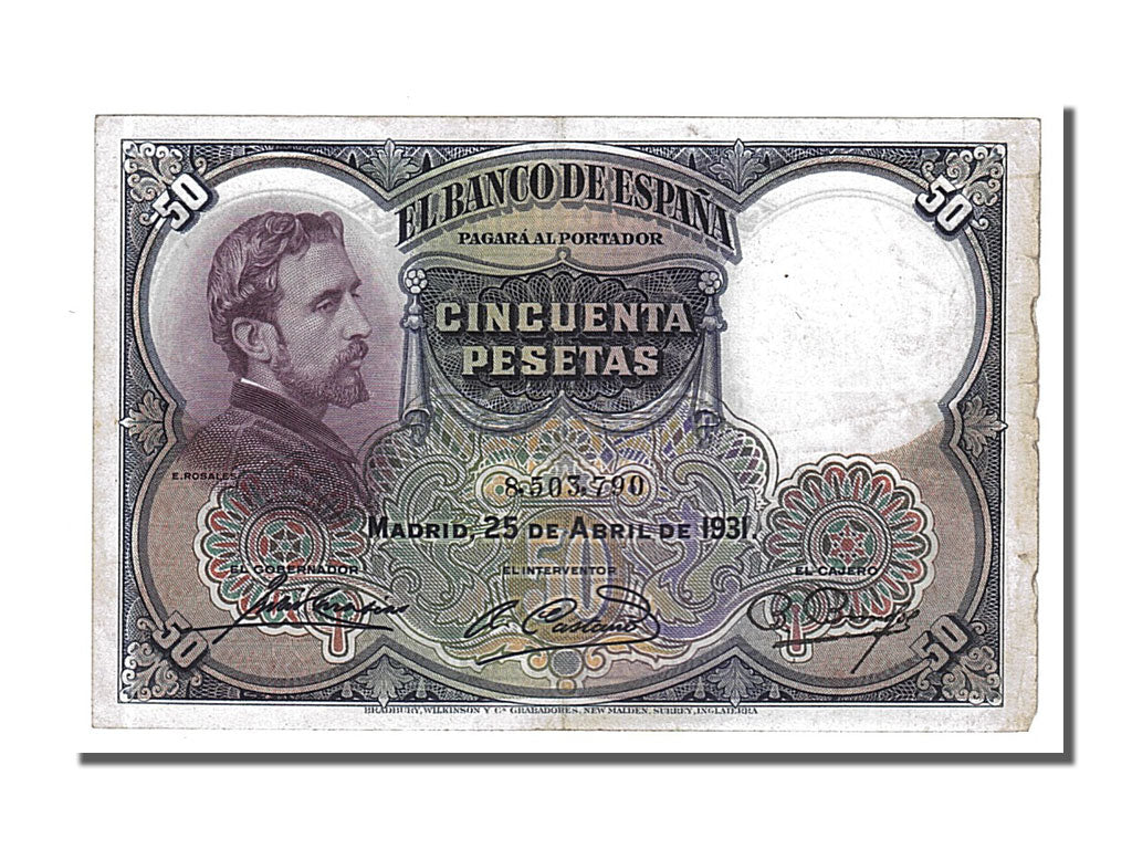Biljet, Spanje, 50 Pesetas, 1931, 1931-04-25, TTB