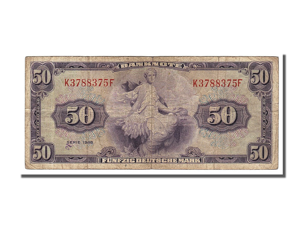 Banconote, GERMANIA - REPUBBLICA FEDERALE, 50 Deutsche Mark, 1948, MB+