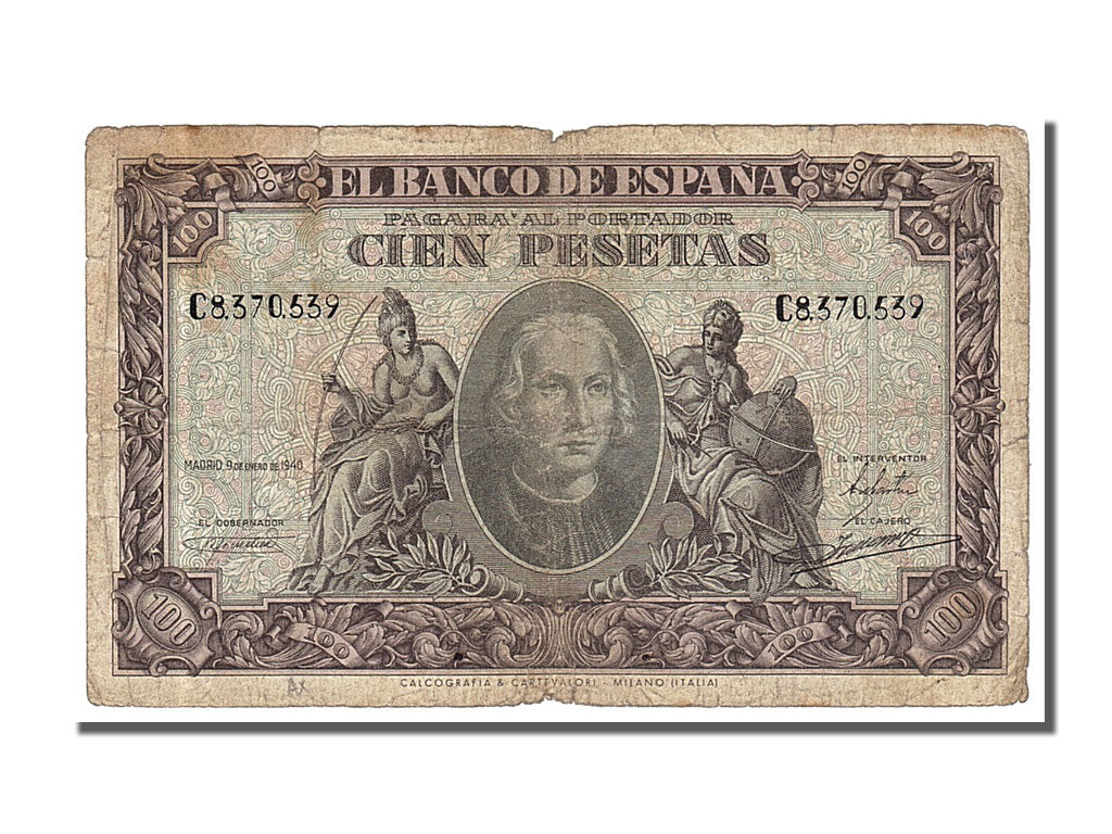Billete, 100 Pesetas, 1940, España, 1940-01-09, BC