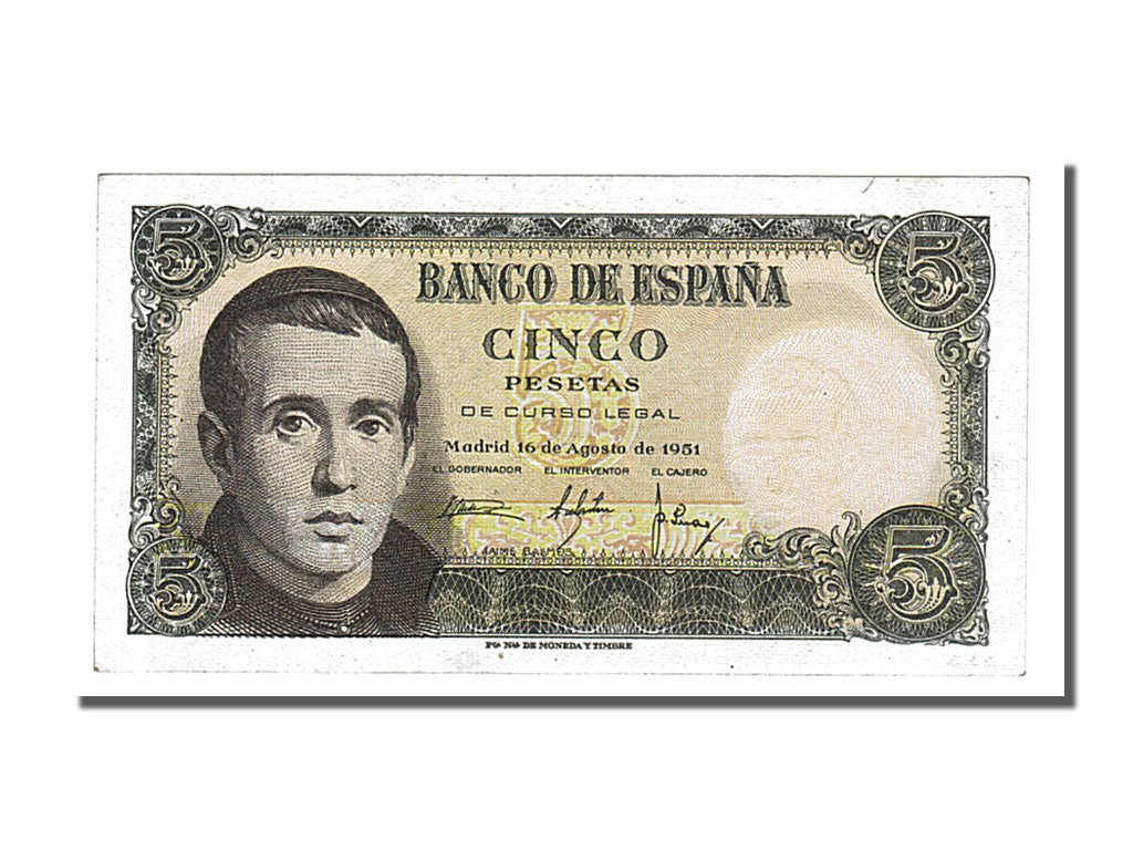 Geldschein, Spanien, 5 Pesetas, 1951, 1951-08-16, UNZ-