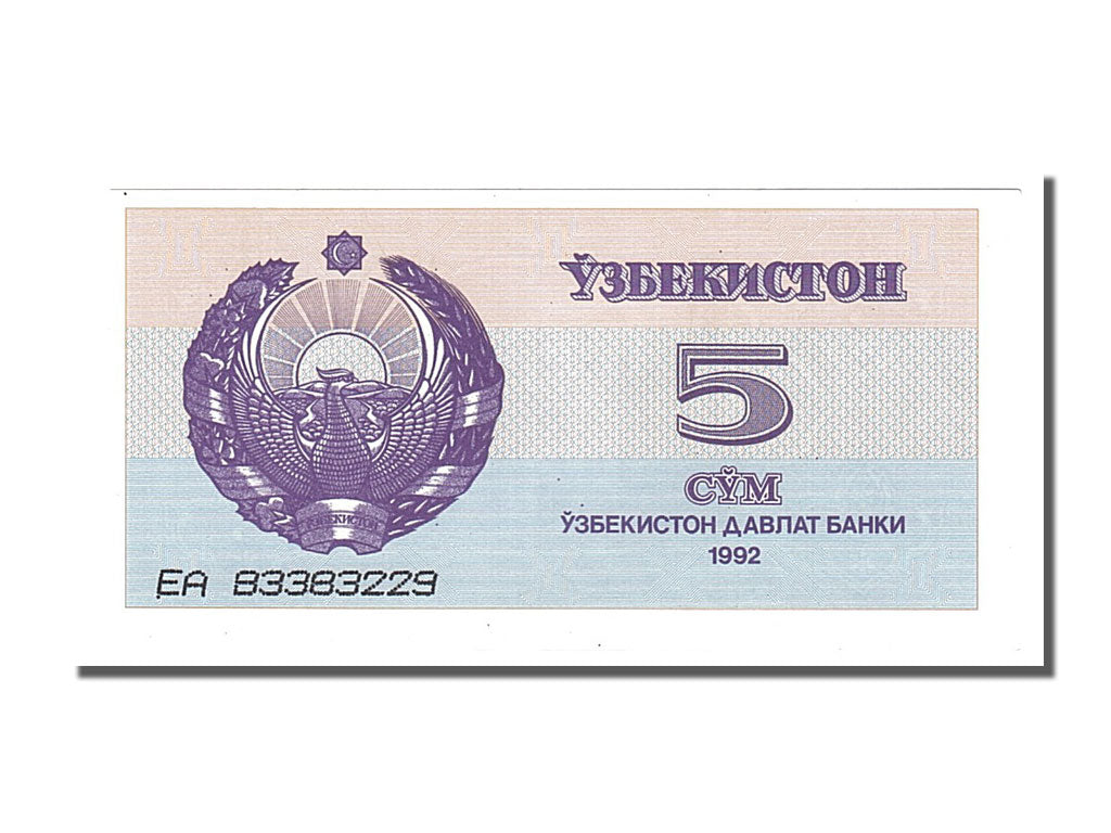 Banconote, Uzbekistan, 5 Sum, 1992, FDS