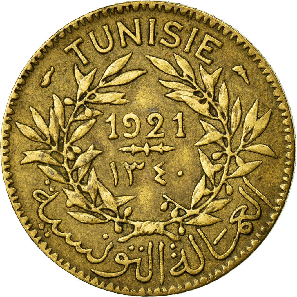 Coin, Tunisia, Anonymous, Franc, 1921, Paris, EF(40-45), Aluminum-Bronze