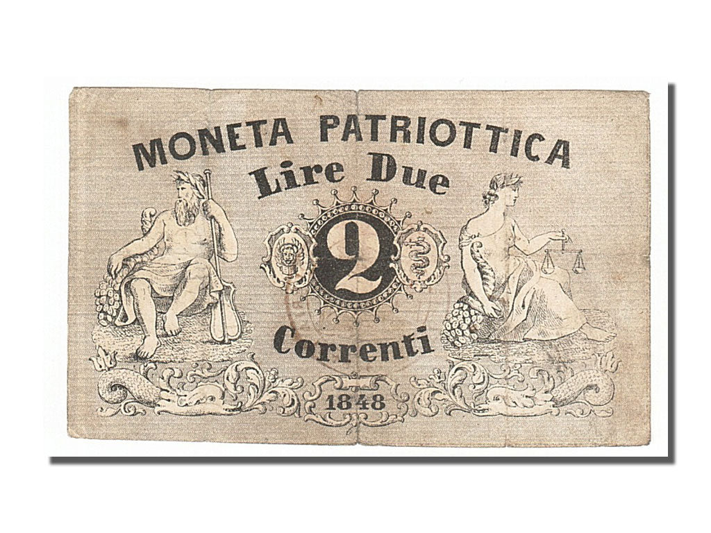 Banconote, STATI ITALIANI, 2 Lire, 1848, MB