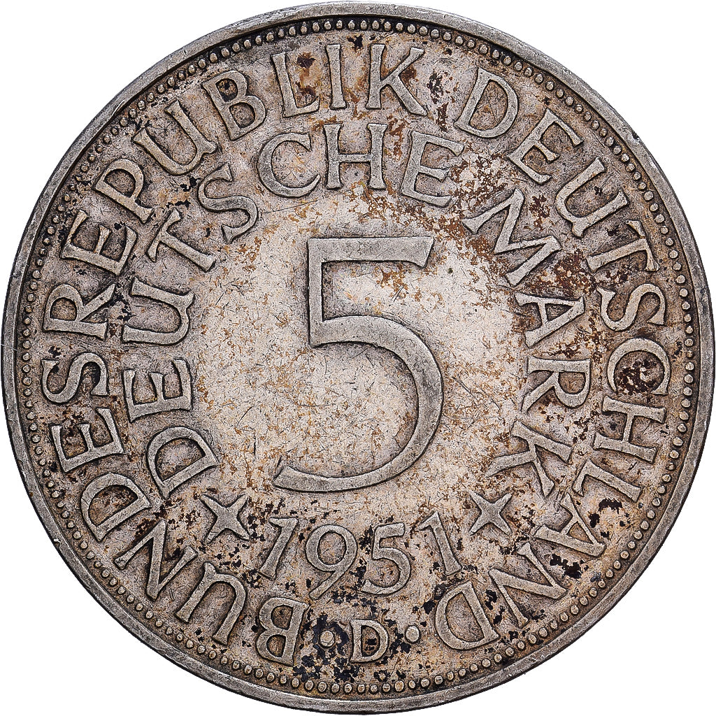 Bundesrepublik Deutschland, 5 Mark, 1951, Munich, Silber, S+, KM:112.1