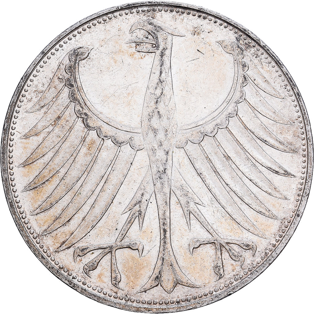 GERMANIA - REPUBBLICA FEDERALE, 5 Mark, 1974, Karlsruhe, Argento, BB+, KM:112.1
