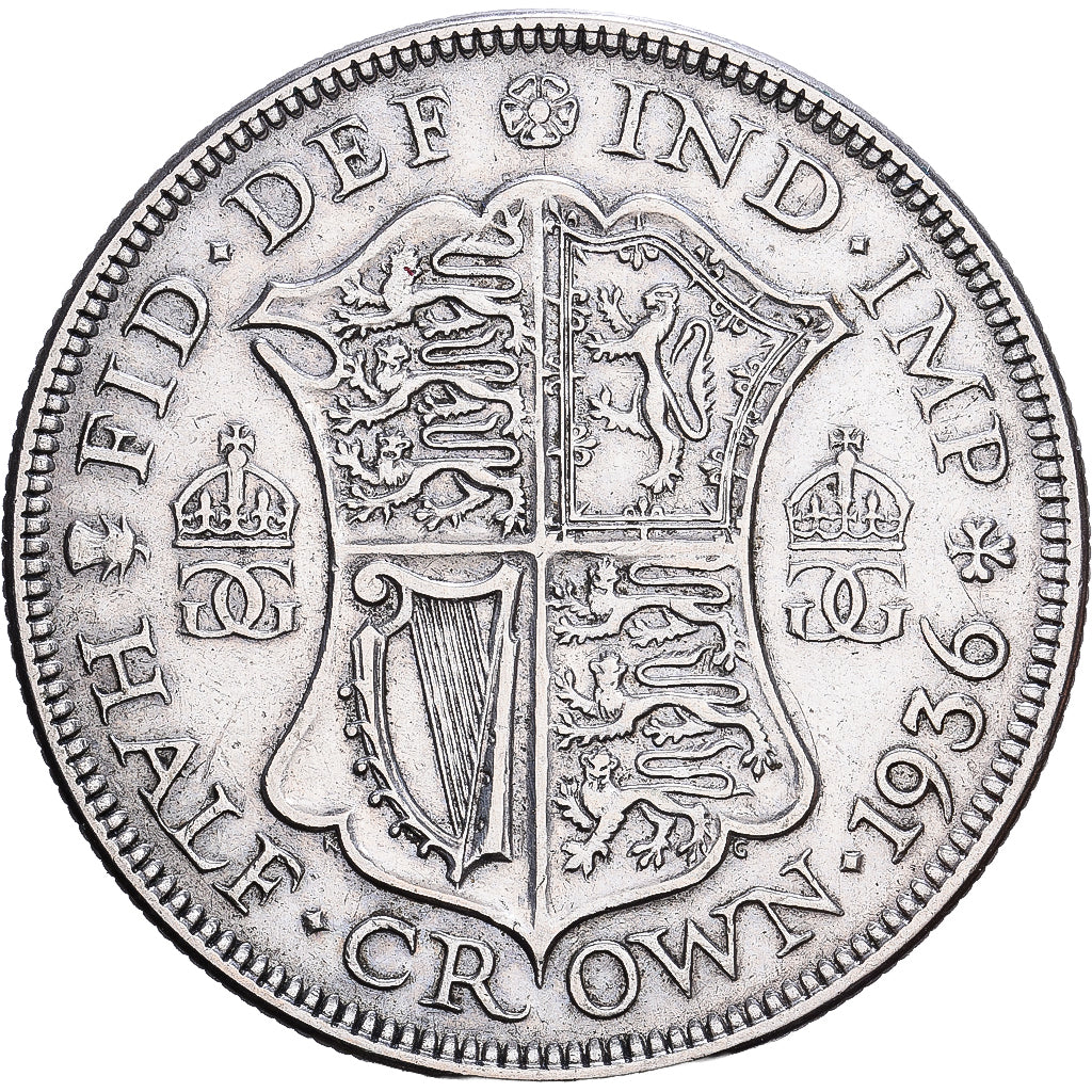 Grã-Bretanha, George V, 1/2 Crown, 1936, Prata, VF(20-25), KM:835