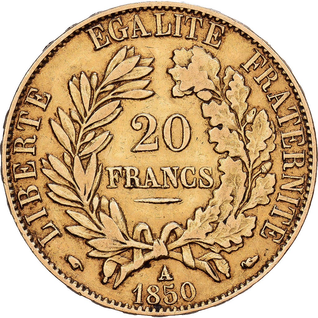 France, 20 Francs, Cérès, 1850, Paris, Gold, EF(40-45), KM:762