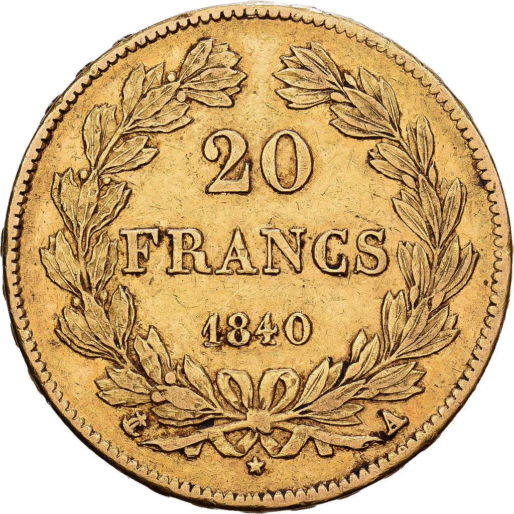 Francia, 20 Francs, Louis-Philippe, 1840, Paris, Oro, BB, KM:750.1