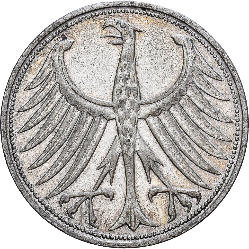Federale Duitse Republiek, 5 Mark, 1951, Hamburg, Zilver, ZF, KM:112.1