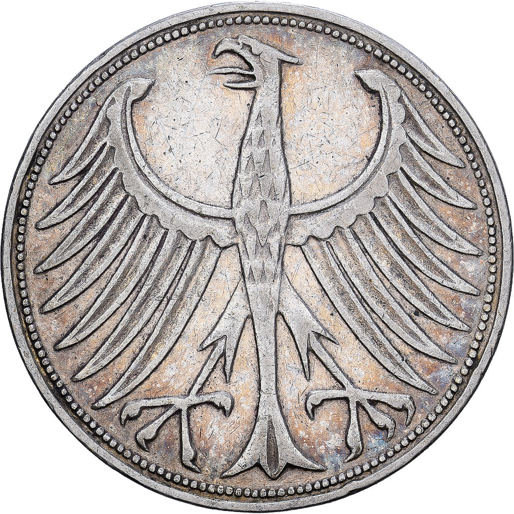 Federal Republic of Germany, 5 Mark, 1951, Stuttgart, Silver, EF(40-45)