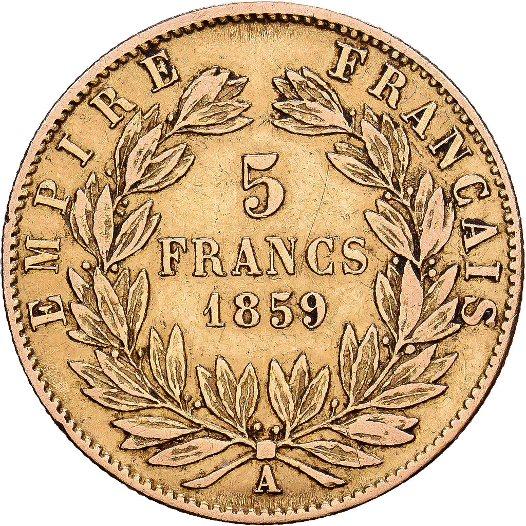 France, Napoleon III, 5 Francs, Napoléon III, 1859, Paris, Gold, VF(30-35)