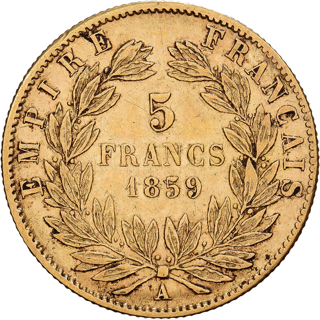 France, Napoleon III, 5 Francs, Napoléon III, 1859, Paris, Gold, VF(30-35)