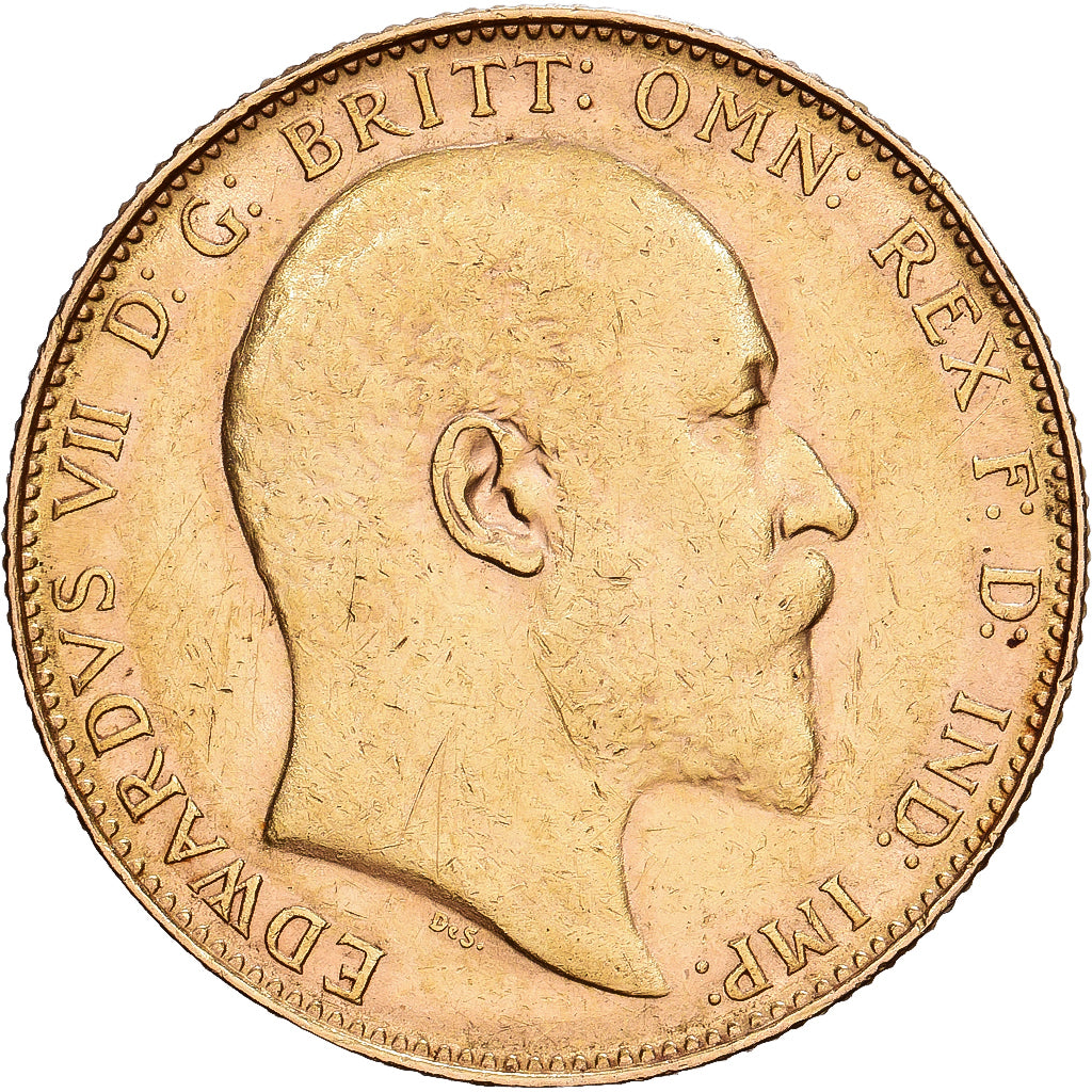 Gran Bretaña, George V, Sovereign, 1908, Oro, MBC, KM:820