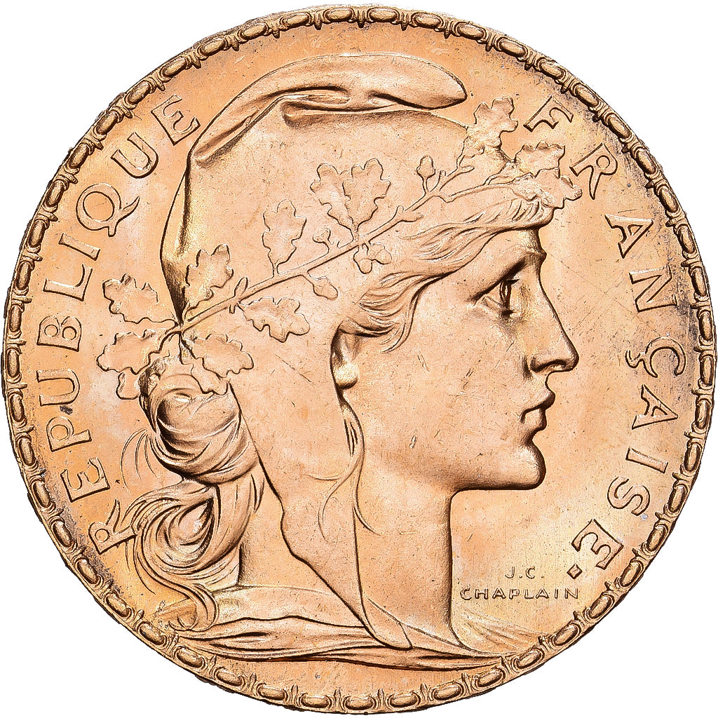 France, 20 Francs, Marianne, 1907, Gold, AU(55-58), KM:857
