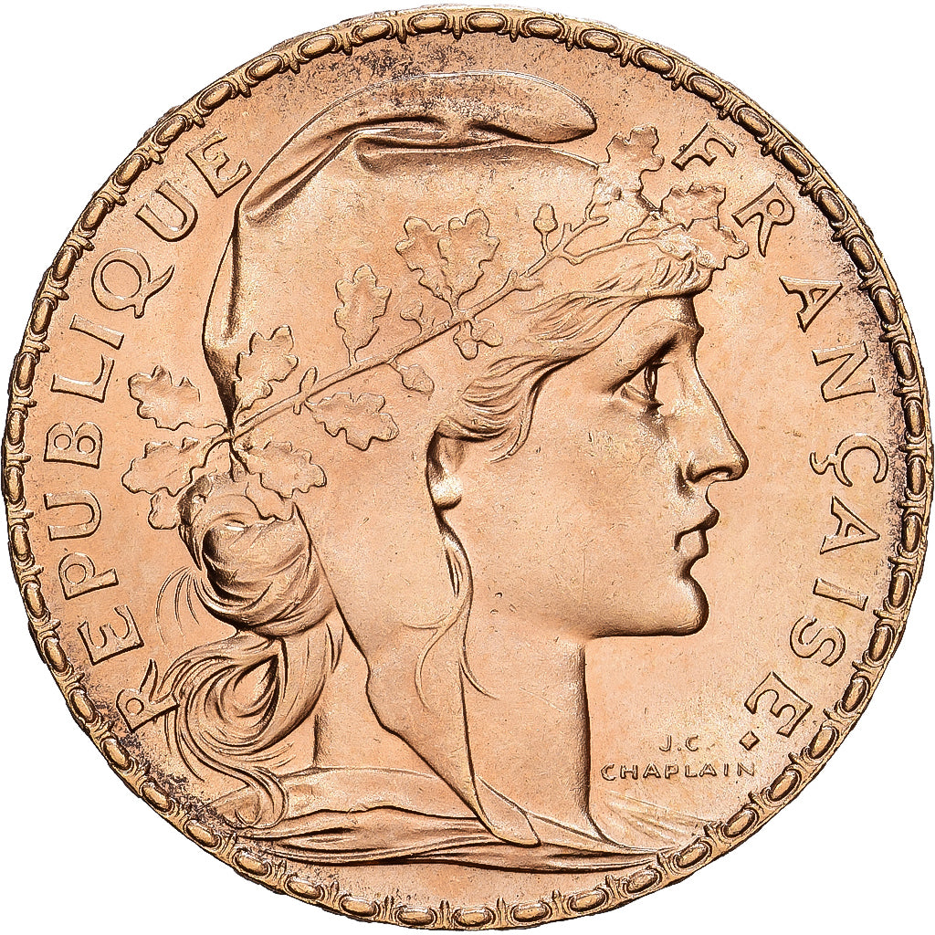 France, 20 Francs, Marianne, 1908, Gold, AU(55-58), KM:857