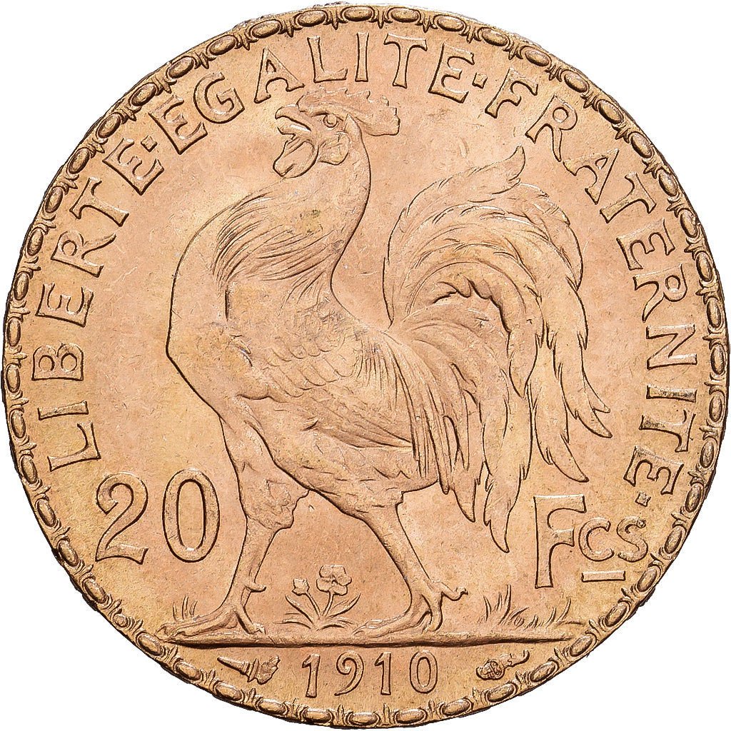 France, 20 Francs, Marianne, 1910, Gold, AU(55-58), KM:857