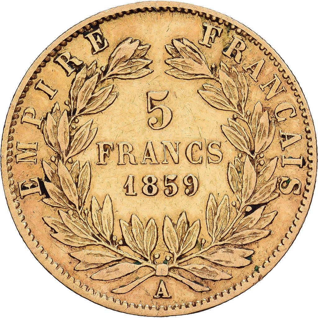 France, Napoléon III, 5 Francs, Napoléon III, 1859, Paris, Or, TB+, KM:782.1
