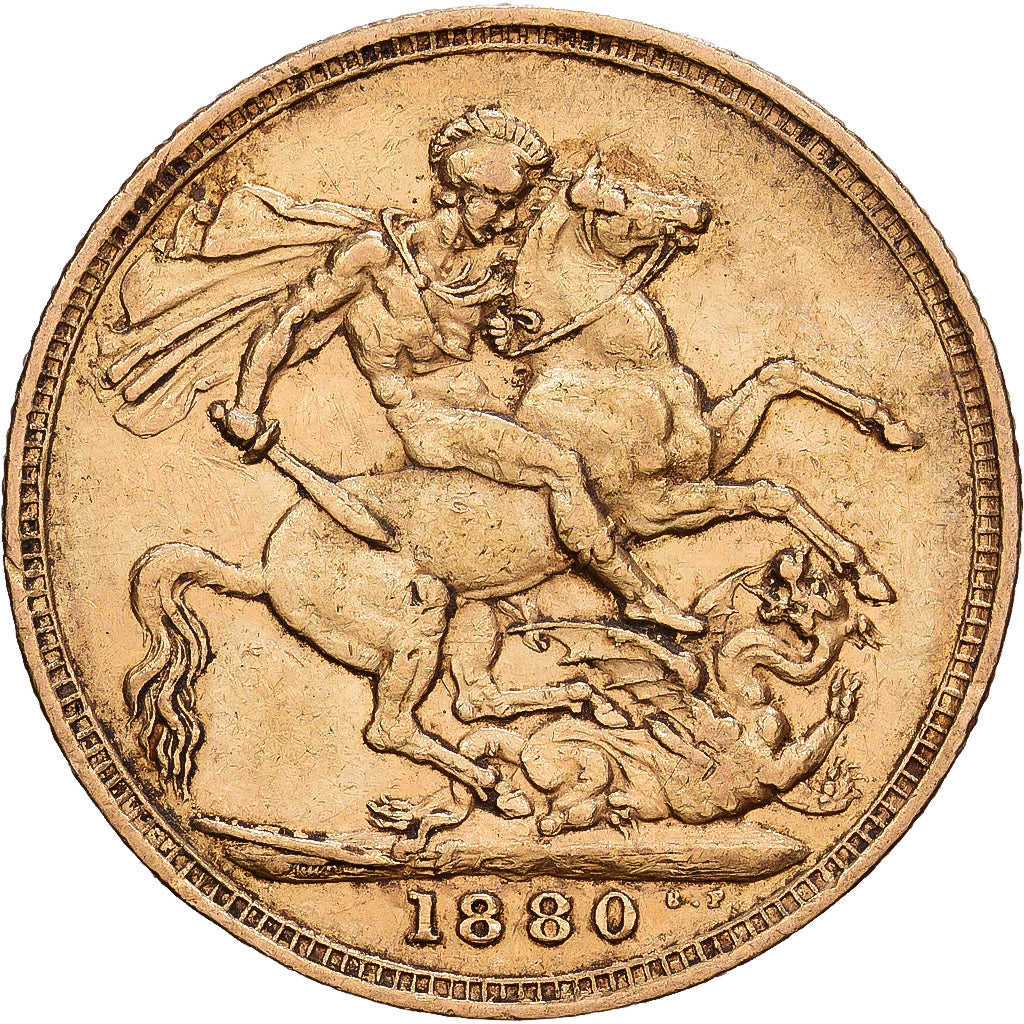 Gran Bretaña, Victoria, Sovereign, 1880, Oro, MBC, KM:752