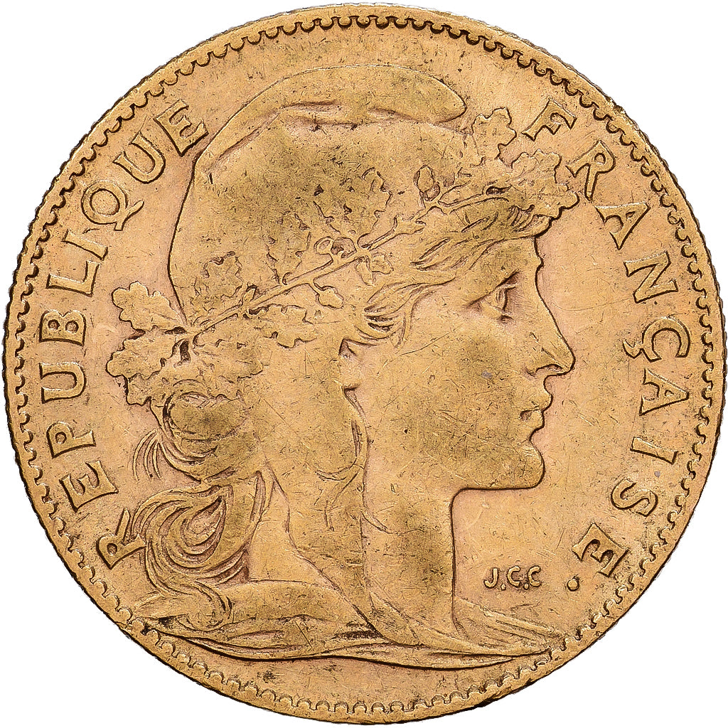 France, 10 Francs, Marianne, 1906, Paris, Gold, VF(30-35), KM:846