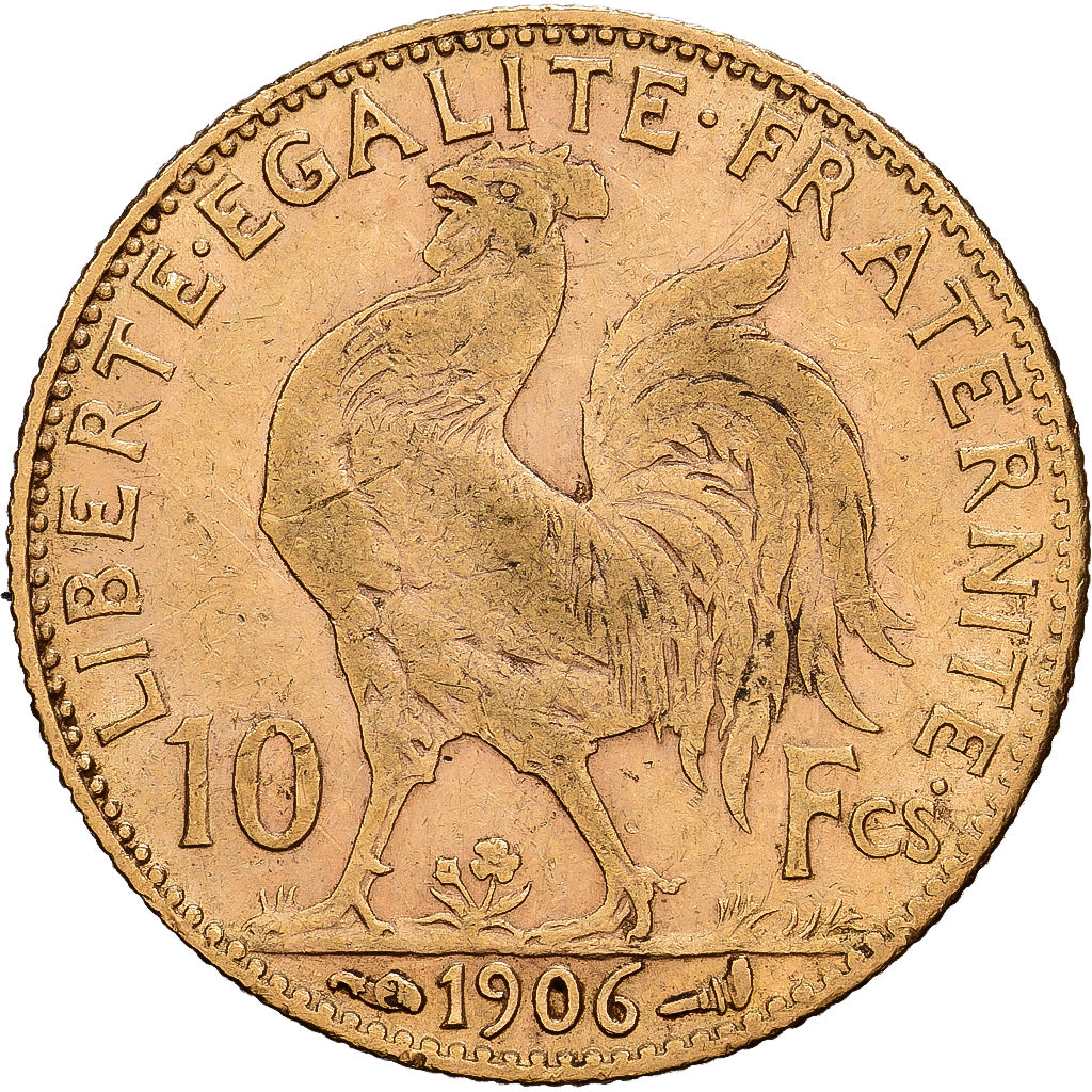France, 10 Francs, Marianne, 1906, Paris, Gold, VF(30-35), KM:846