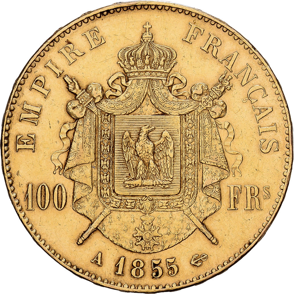 Frankrijk, Napoleon III, 100 Francs, Napoléon III, 1855, Paris, Goud, FR+