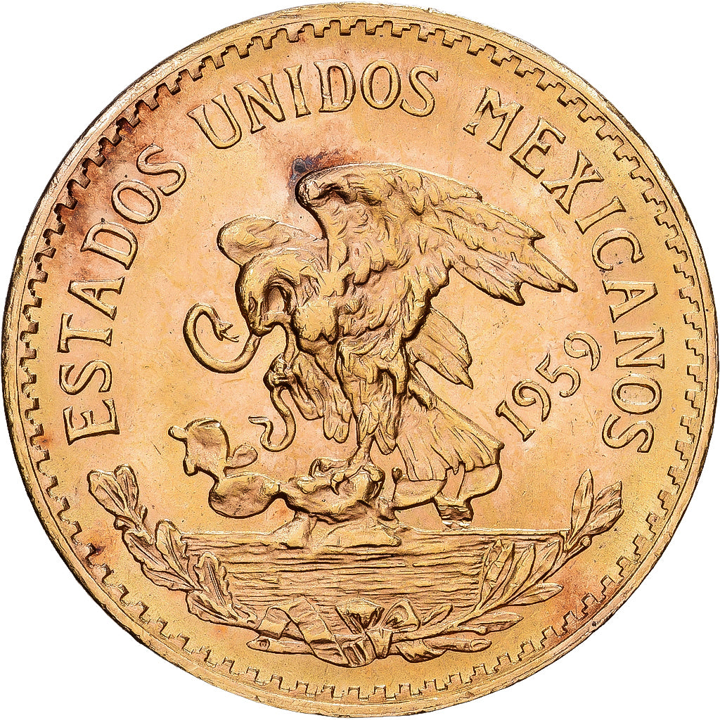 Mexico, 20 Pesos, 1959, Mexico City, Gold, AU(55-58), KM:478
