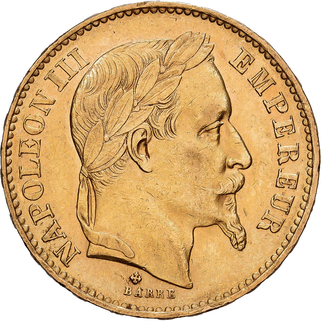 França, Napoleon III, 20 Francs, Napoléon III, 1870, Strasbourg, Dourado