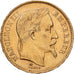 França, Napoleon III, 20 Francs, Napoléon III, 1870, Strasbourg, Dourado