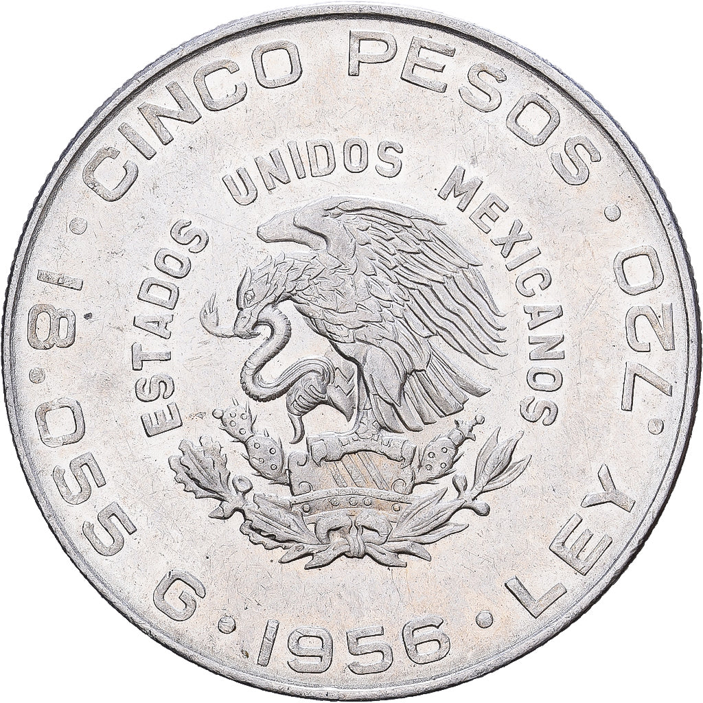 Mexiko, 5 Pesos, 1956, Mexico City, Silber, VZ, KM:469