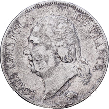 Francja, Louis XVIII, 5 Francs, Louis XVIII, 1823, Paris, Srebro, VF(30-35)