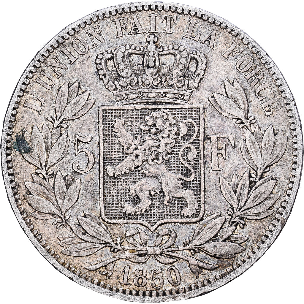 België, Leopold I, 5 Francs, 5 Frank, 1850, Zilver, ZF, KM:17