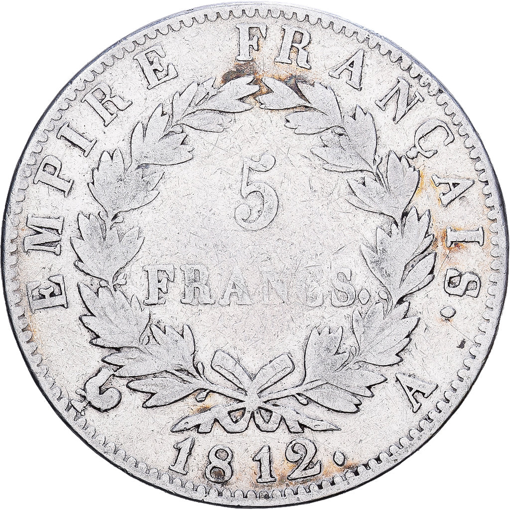 Frankrijk, 5 Francs, Napoléon I, 1812, Paris, Zilver, ZG+, KM:694.1