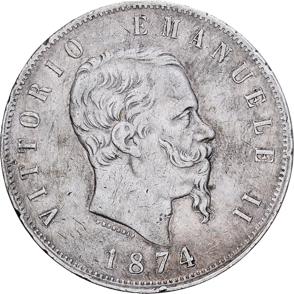 Italy, Vittorio Emanuele II, 5 Lire, 1874, Milan, Silver, VF(30-35), KM:8.3