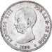 Spain, Alfonso XIII, 5 Pesetas, 1890, Barcelona, Silver, VF(20-25), KM:689