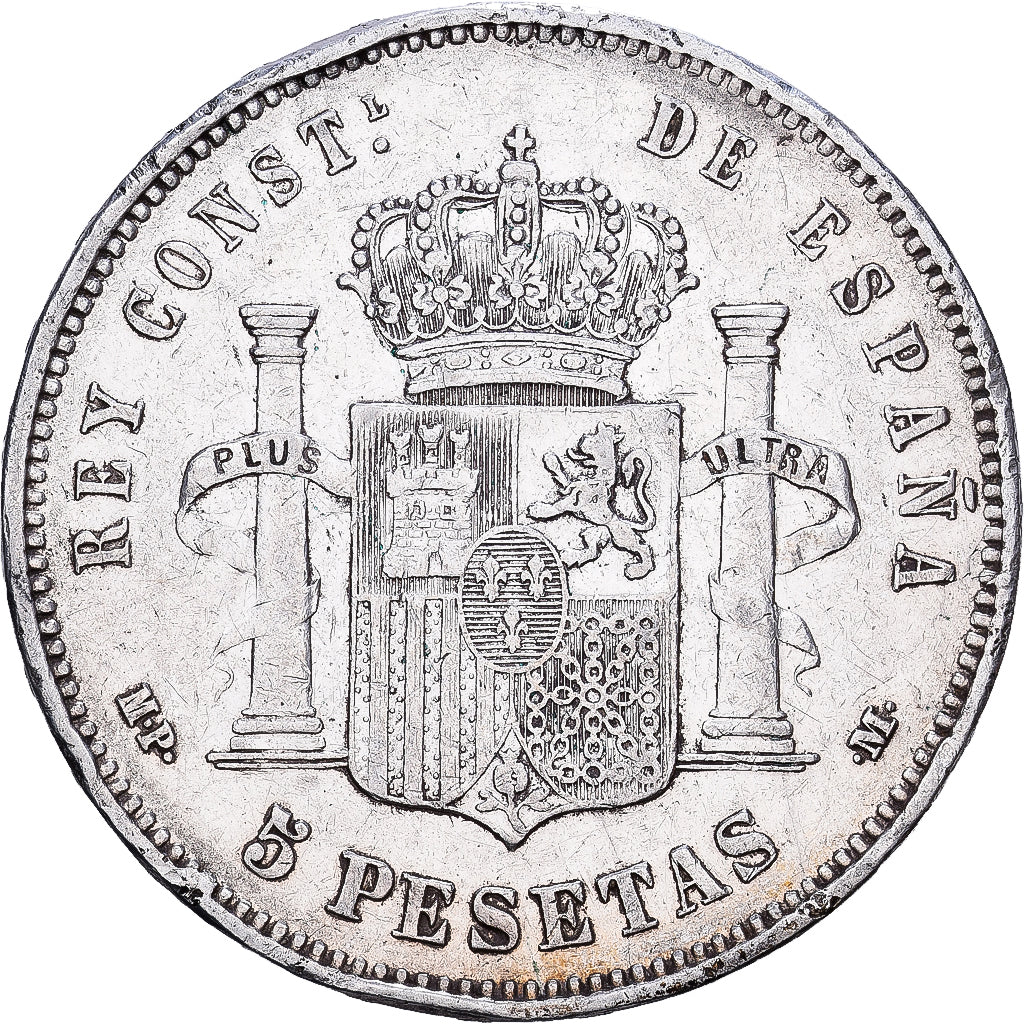 Spain, Alfonso XIII, 5 Pesetas, 1890, Barcelona, Silver, VF(20-25), KM:689