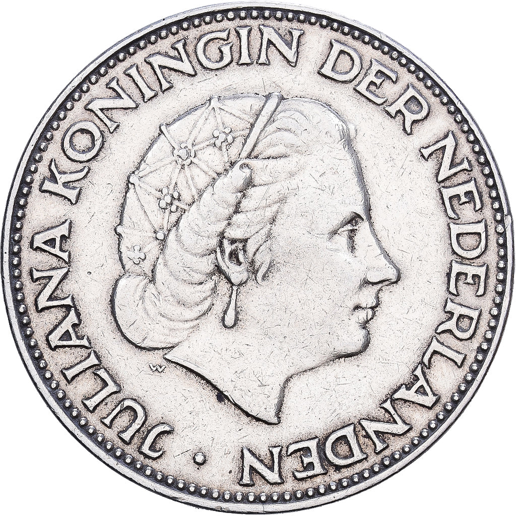Pays-Bas, Juliana, 2-1/2 Gulden, 1959, Argent, TB+, KM:185