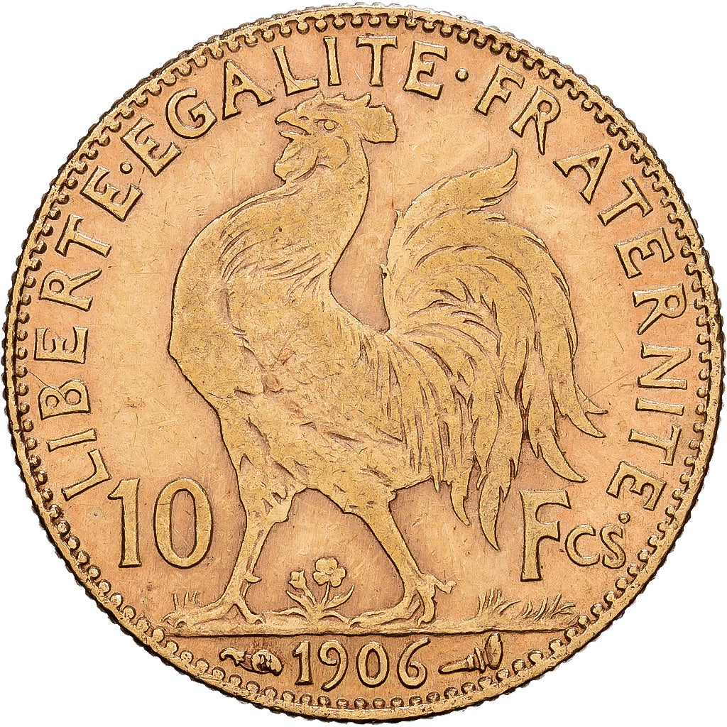 France, 10 Francs, Marianne, 1906, Paris, Gold, VF(30-35), KM:846