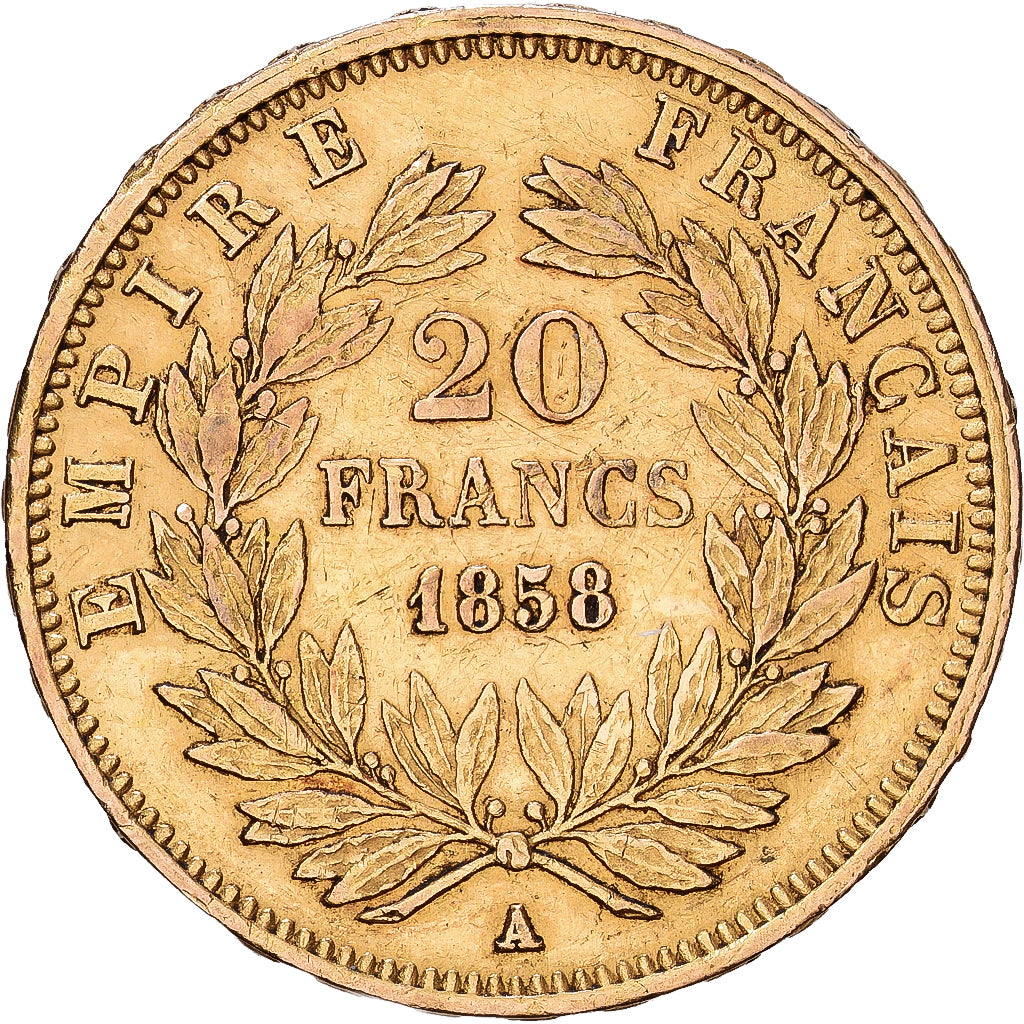 France, Napoléon III, 20 Francs, Napoléon III, 1858, Paris, Or, TTB, KM:781.1