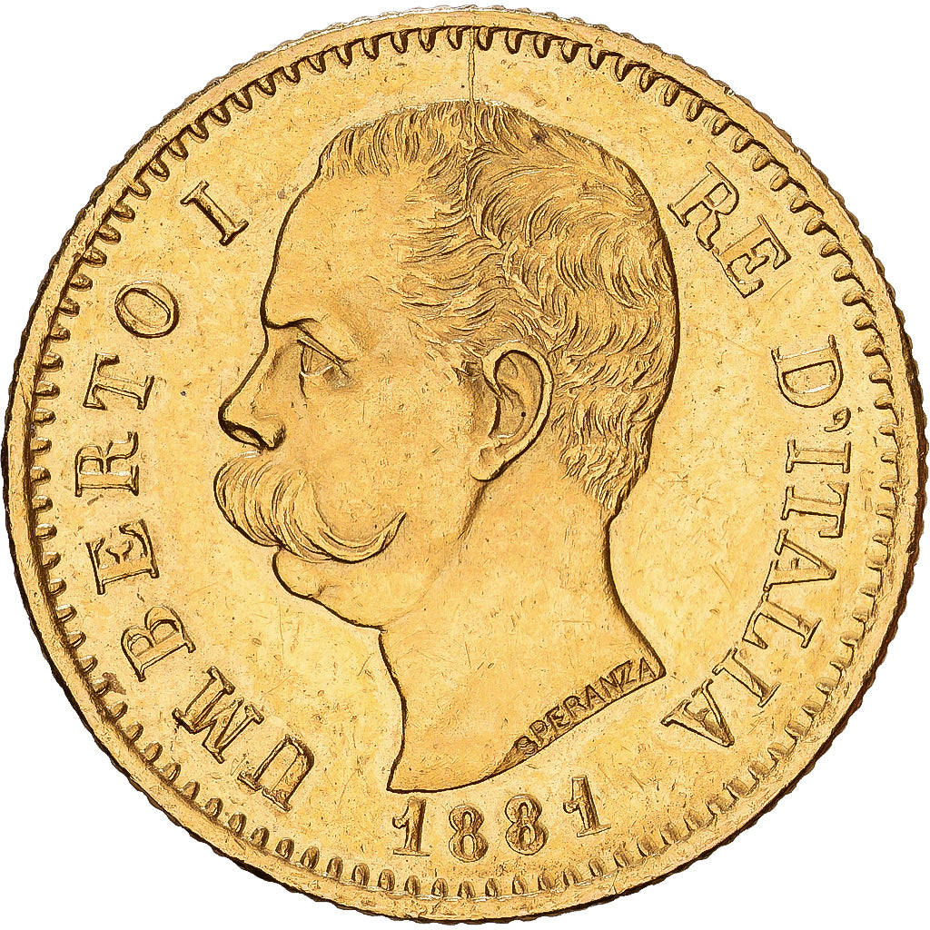 Italy, Umberto I, 20 Lire, 1881, Rome, Gold, AU(55-58), KM:21