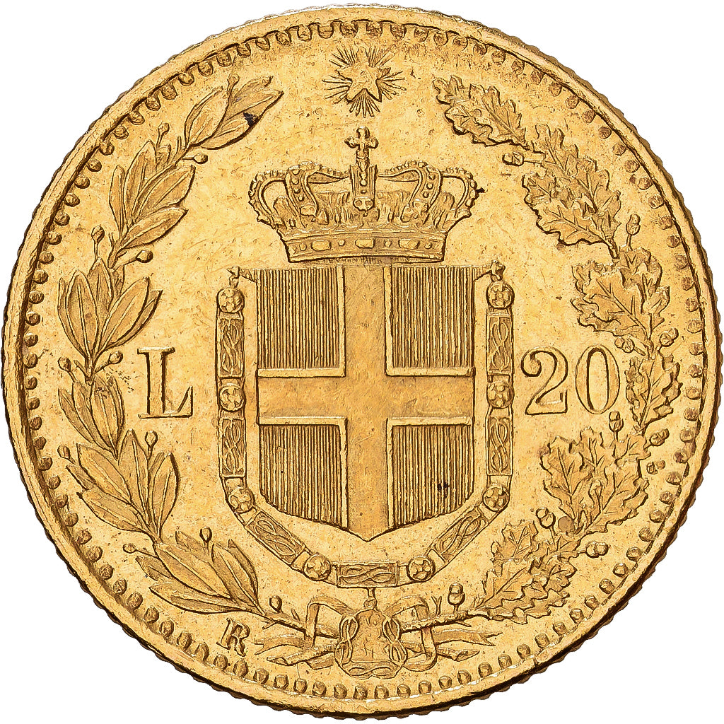Italy, Umberto I, 20 Lire, 1881, Rome, Gold, AU(55-58), KM:21