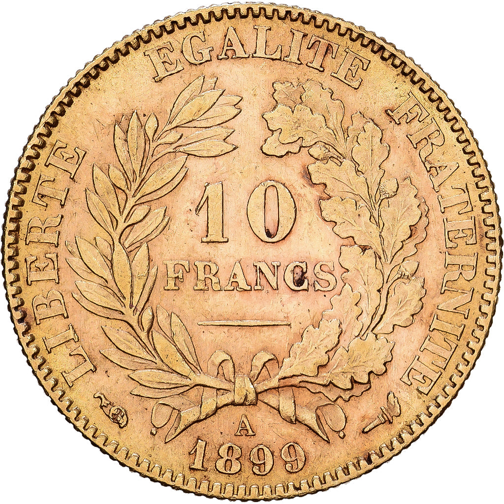 France, 10 Francs, Cérès, 1899, Paris, Gold, EF(40-45), KM:830