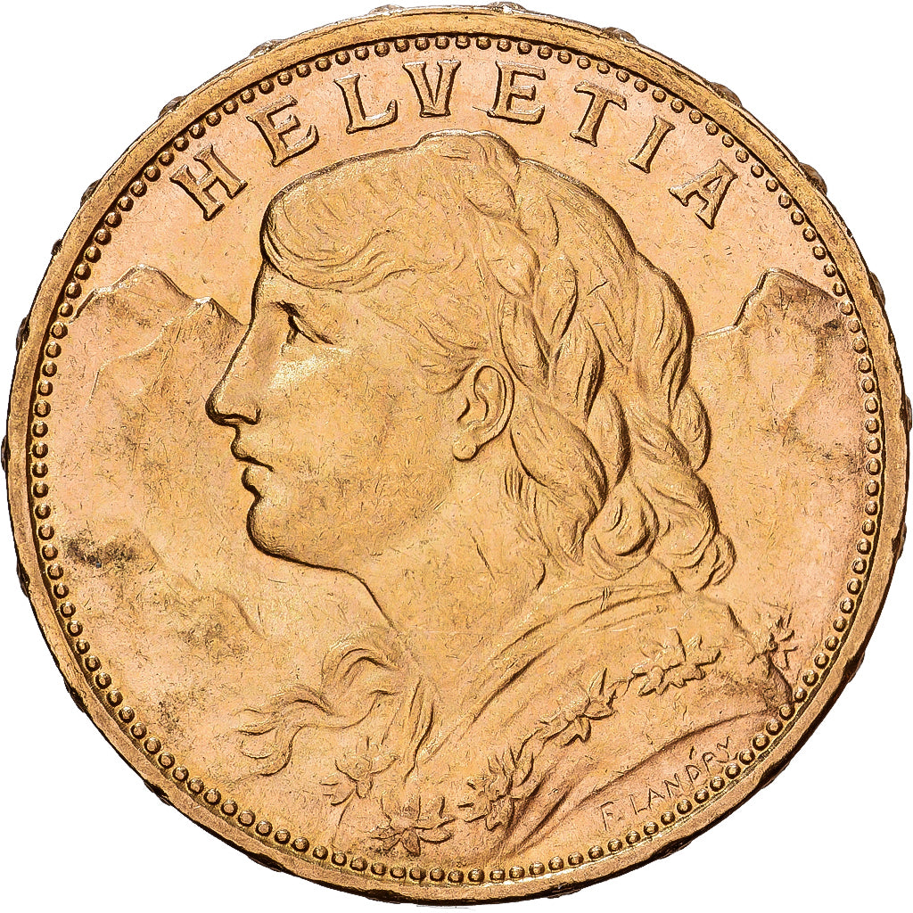 Svizzera, 20 Francs, 1915, Bern, Oro, SPL-, KM:35.1