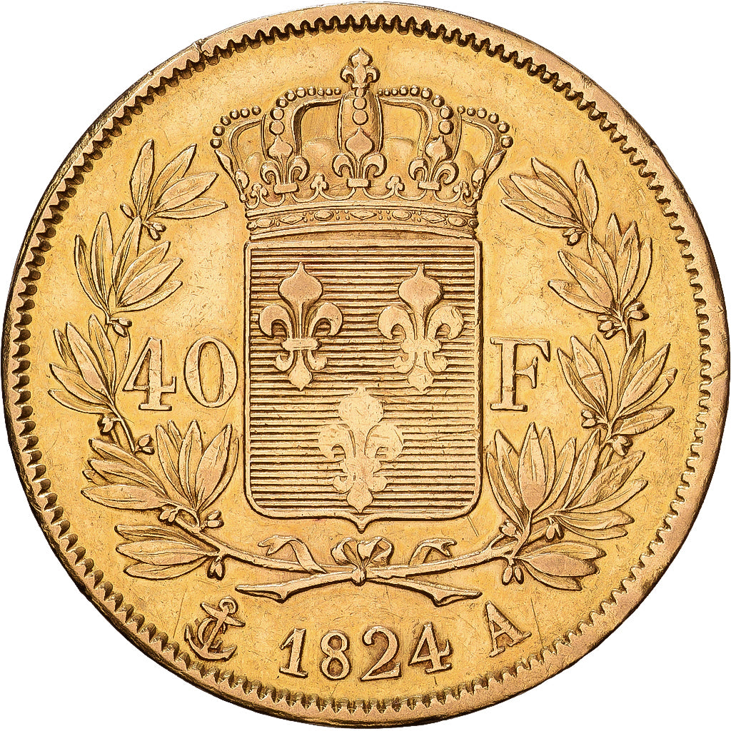 France, Louis XVIII, 40 Francs, Louis XVIII, 1824, Paris, Or, TTB, KM:713.1