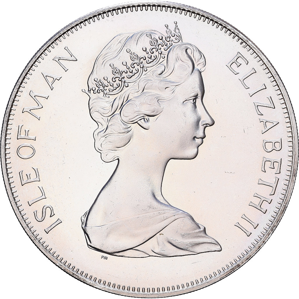 Isola di Man, Elizabeth II, Crown, 1977, Pobjoy Mint, Argento, SPL, KM:41a