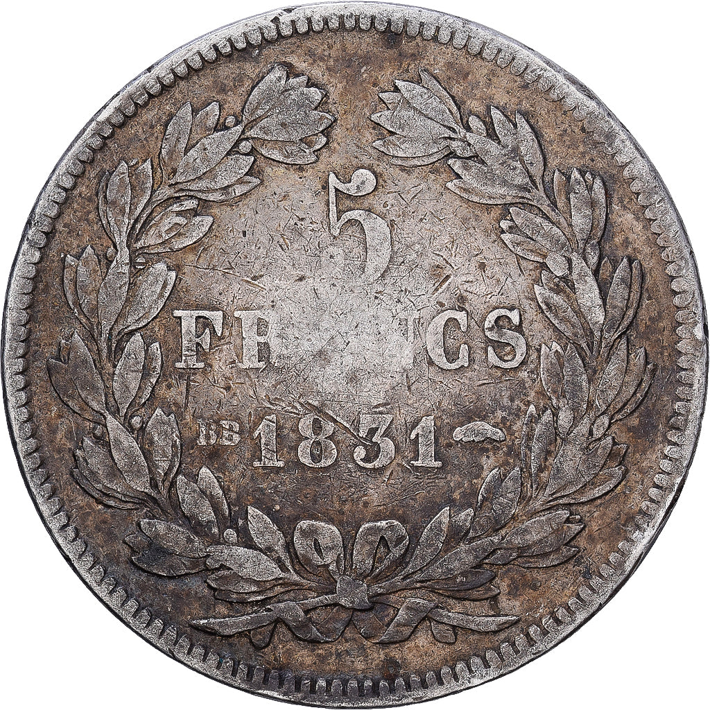 France, 5 Francs, Louis-Philippe, 1831, Strasbourg, Silver, VF(20-25), KM:744.1