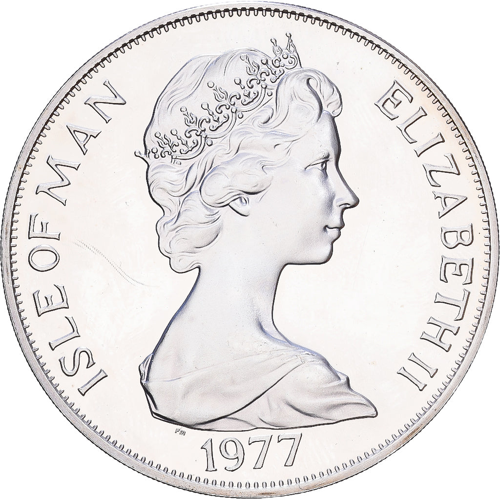 Isola di Man, Elizabeth II, Crown, 1977, Pobjoy Mint, Argento, SPL, KM:42a