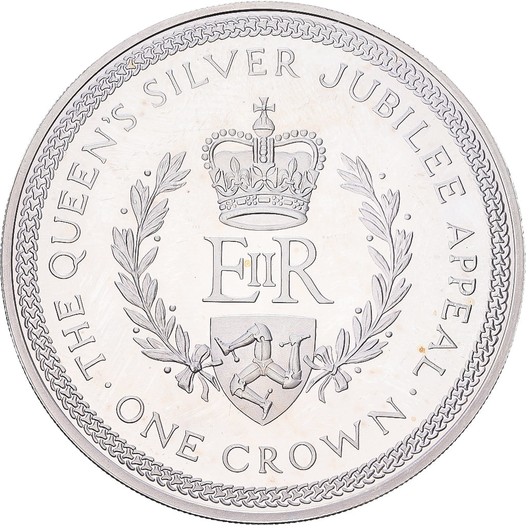 Isola di Man, Elizabeth II, Crown, 1977, Pobjoy Mint, Argento, SPL, KM:42a